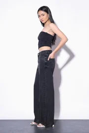 Charcoal High Rise Denim 9 (Wide Leg)