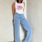 Ice Blue Wide Leg High Rise Jeans (Premium Quality)