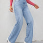 Ice Blue Whisker High Waist Jeans (Wide Leg)