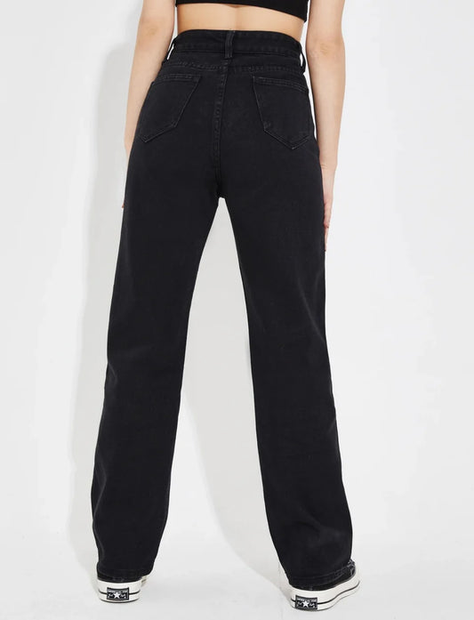 Highwaist Black Straight Fit Denim (Premium Quality)