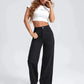 Black Wide Leg High Rise Jeans