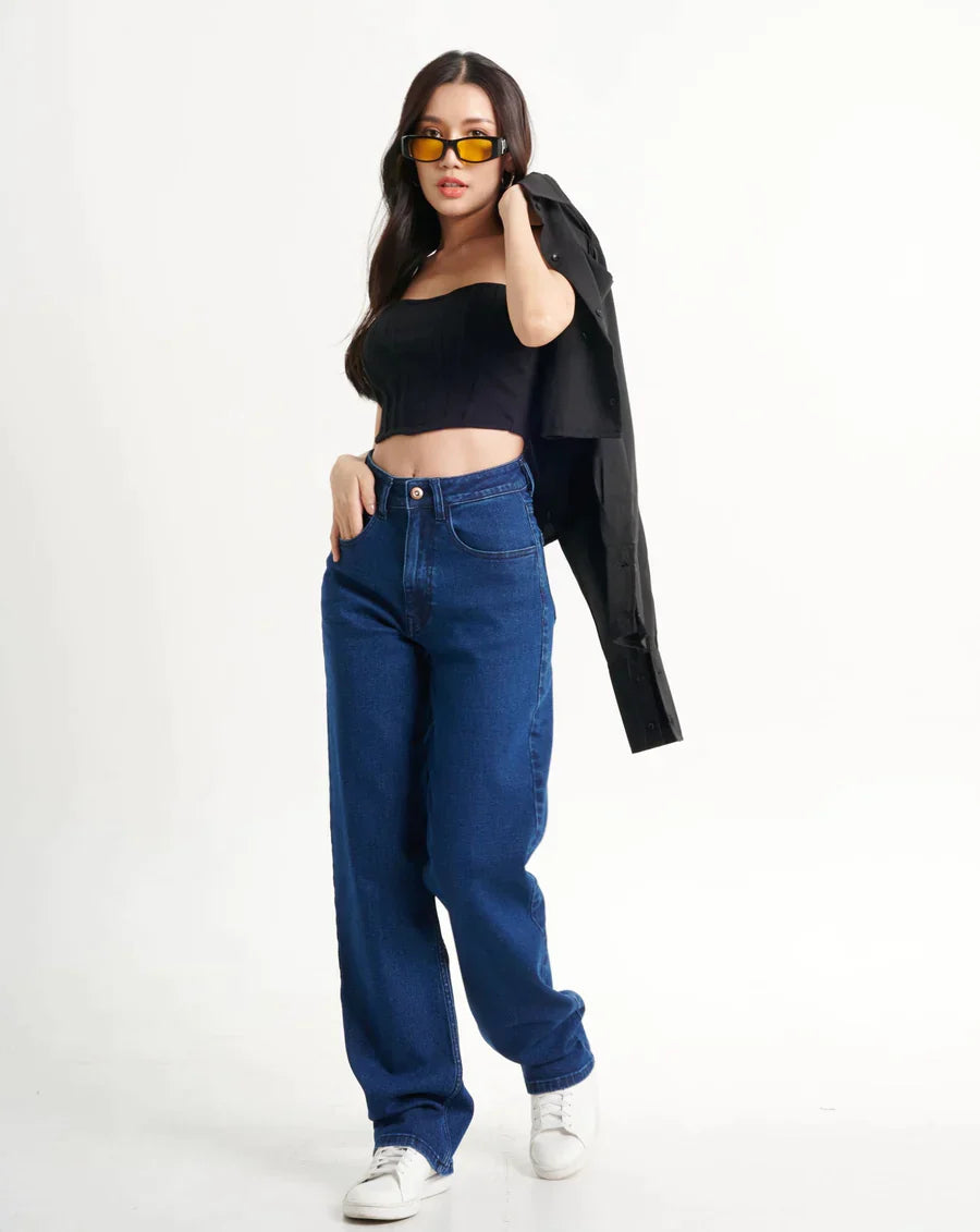 Indigo Blue High Waist Denim ( Wide Leg)