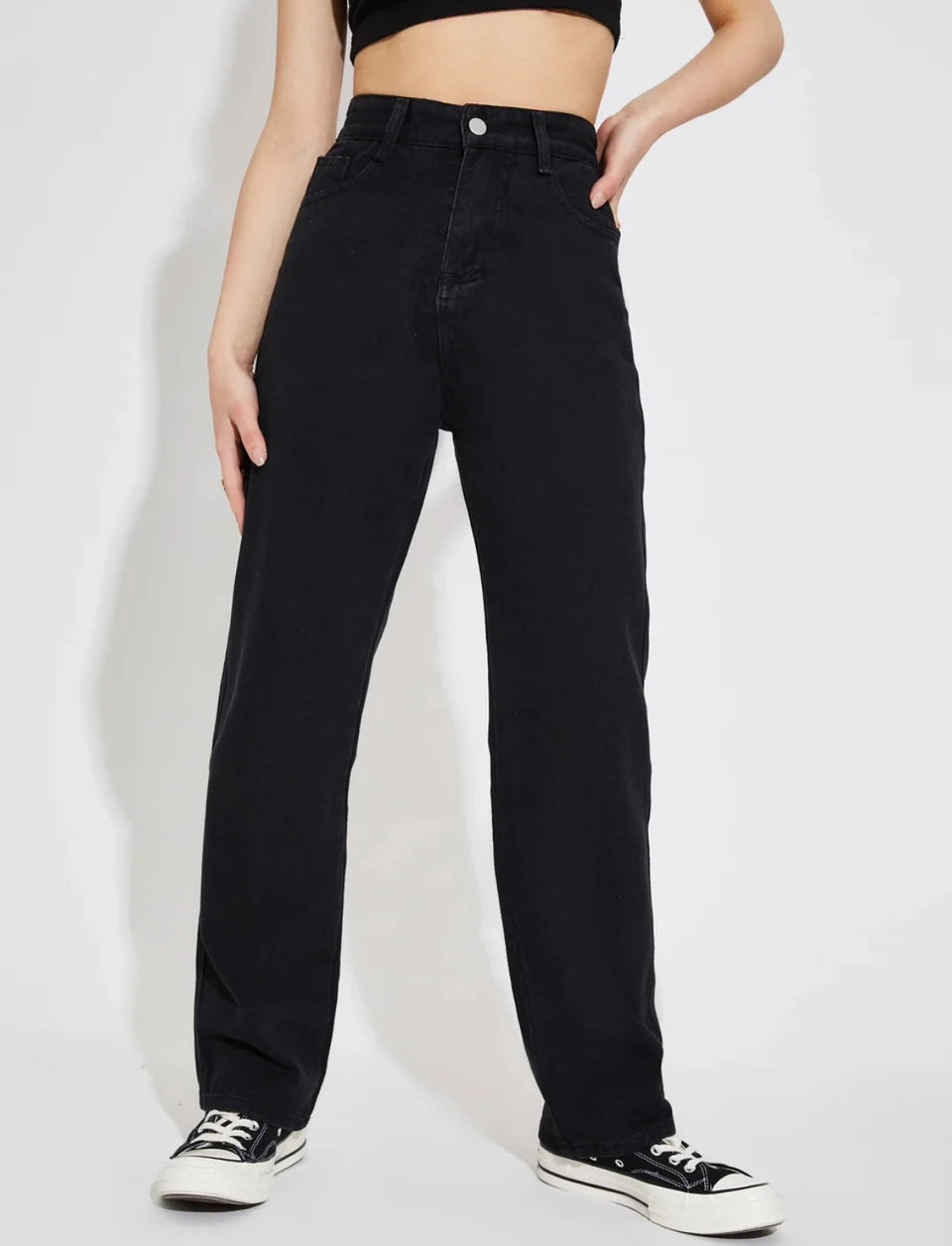 Highwaist Black Straight Fit Denim (Premium Quality)