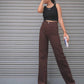 Brown High Waist Straight Fit Denim