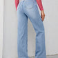 Ice Blue Whisker High Waist Jeans (Wide Leg)