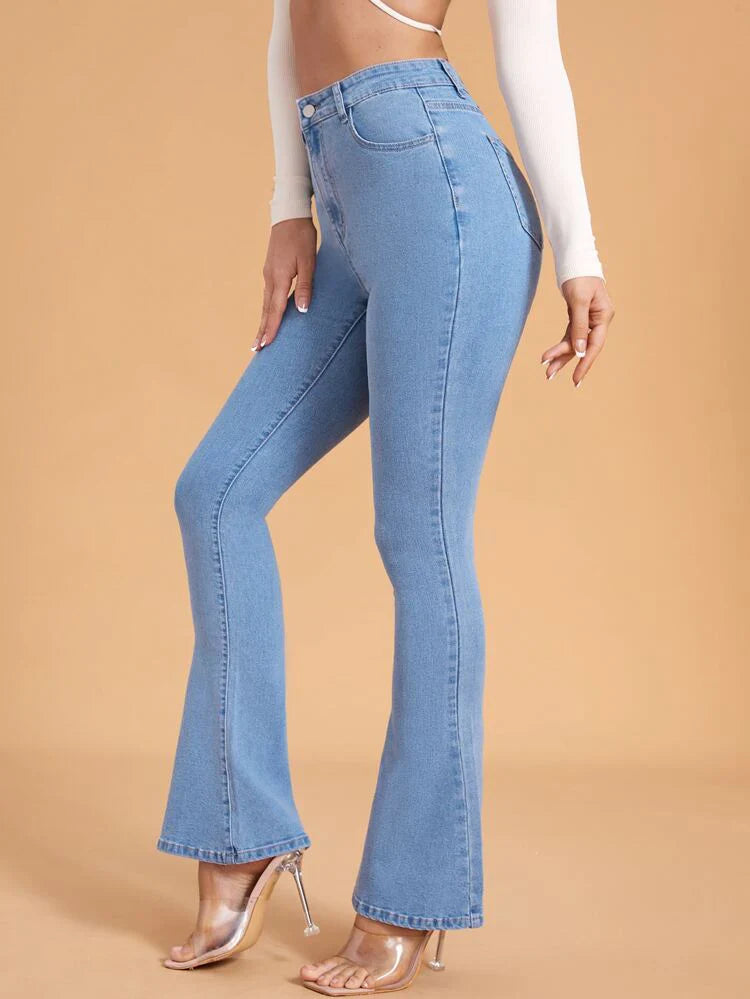 Light Blue Bootcut Flare Jeans- BATAWASH005