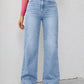 Ice Blue Whisker High Waist Jeans (Wide Leg)