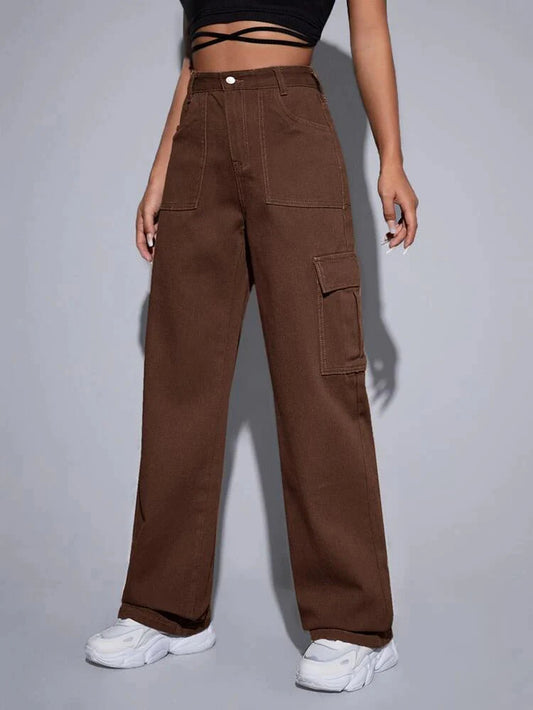 Brown High Waist Cargo