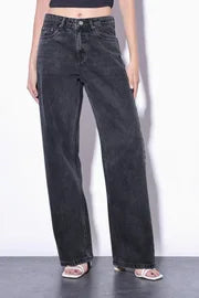 Charcoal High Rise Denim 9 (Wide Leg)