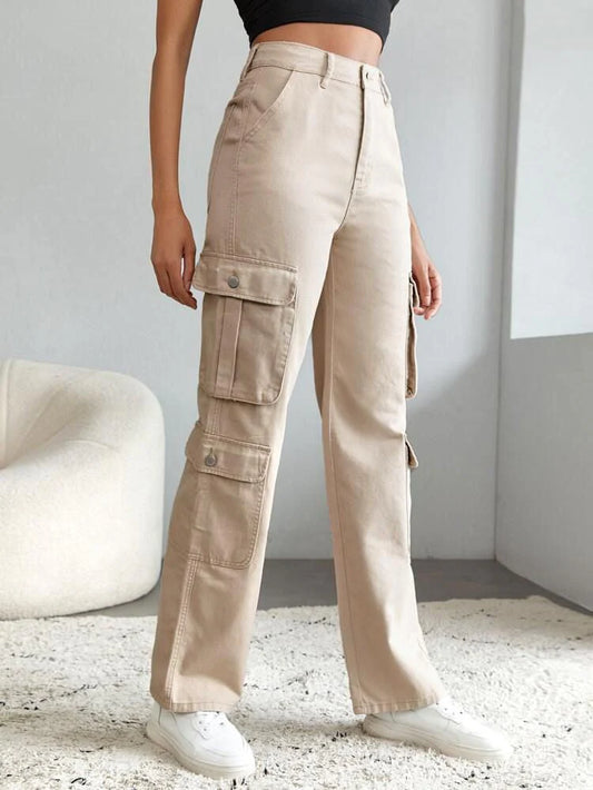 High Waist Beige Cargo (Premium Quality)