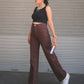 Brown High Waist Wide Leg Denim