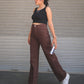 Brown High Waist Straight Fit Denim