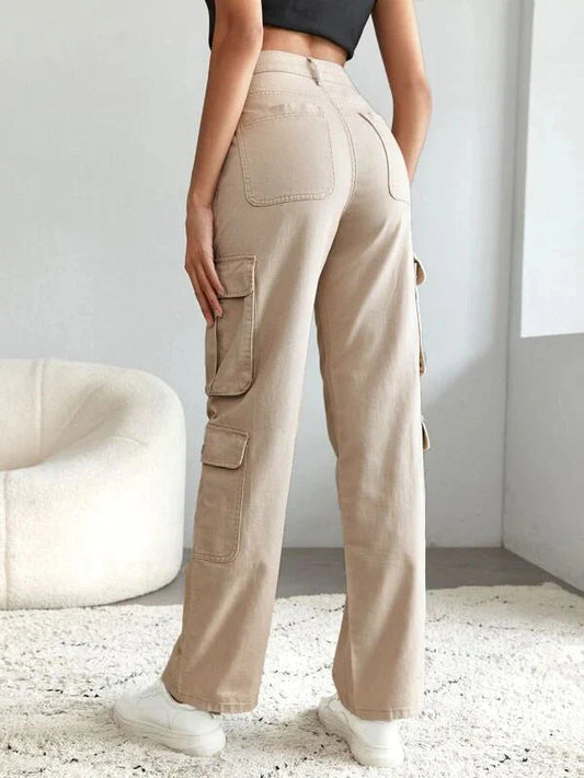 High Waist Beige Cargo (Premium Quality)