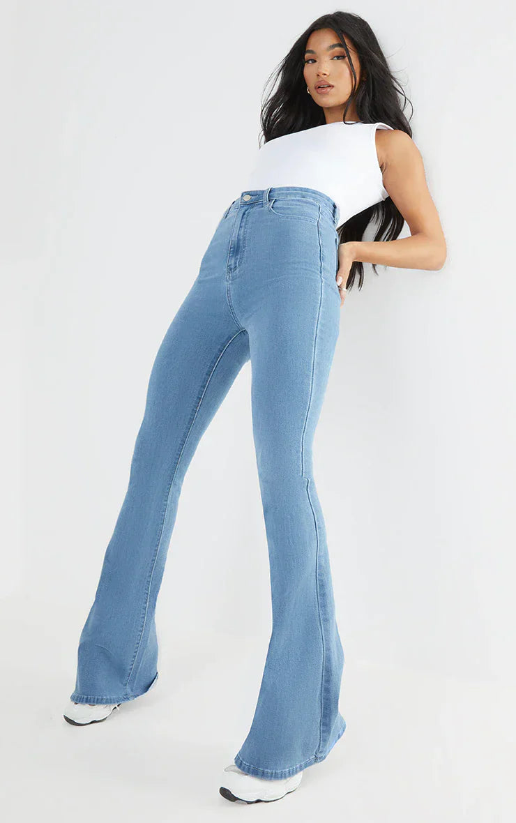 Light Blue Bootcut Flare Jeans- BATAWASH005