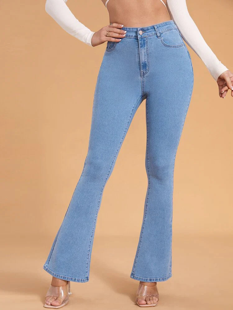 Light Blue Bootcut Flare Jeans- BATAWASH005