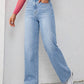 Ice Blue Whisker High Waist Jeans (Straight Fit)