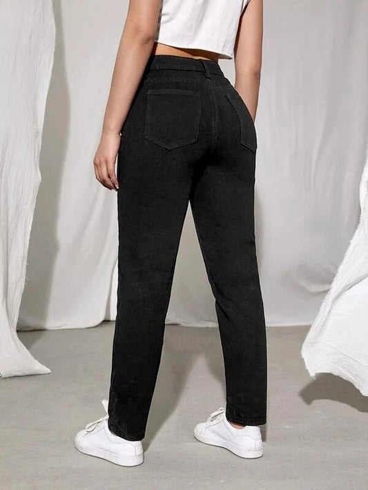 Black High Waist Mom Fit Denim