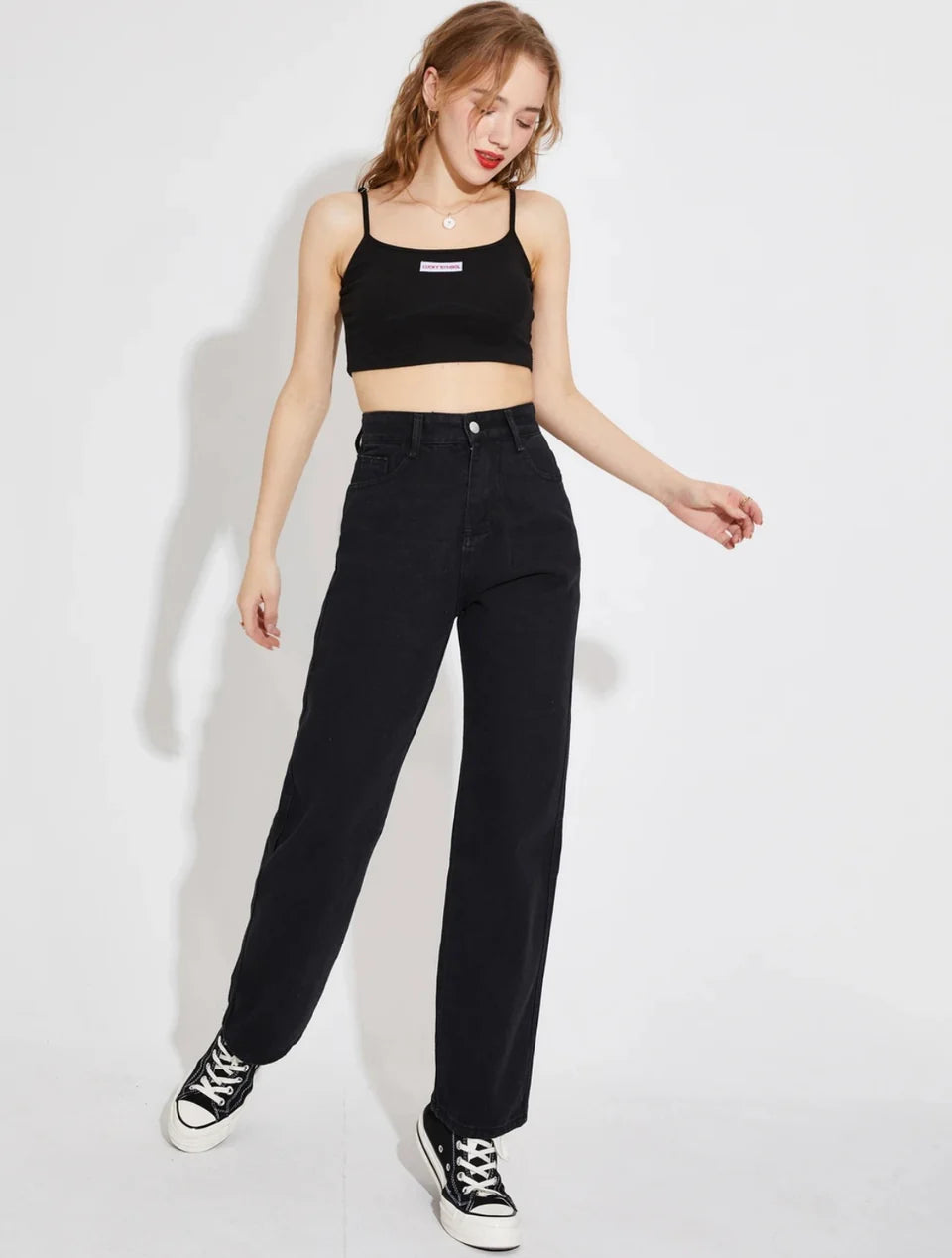 Highwaist Black Straight Fit Denim (Premium Quality)