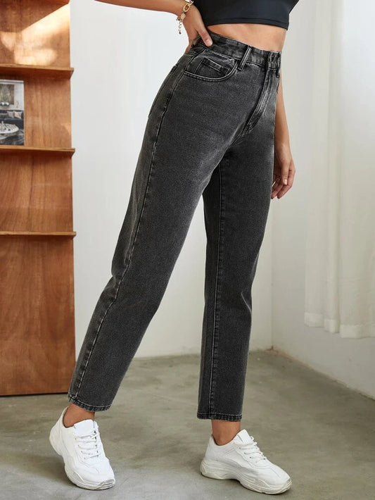 Charcoal High Waist Mom Fit Denim