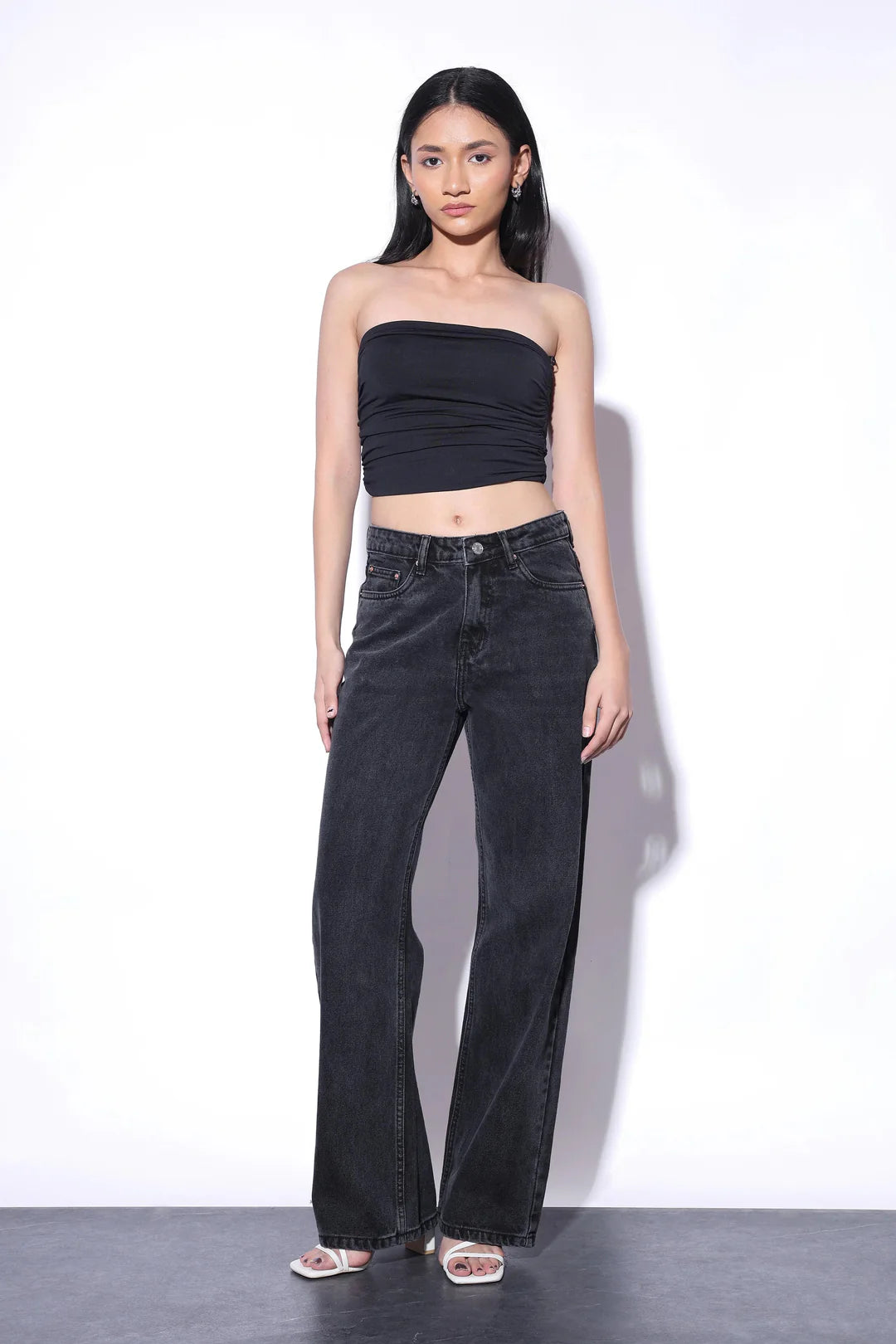 Charcoal High Rise Denim 9 (Wide Leg)