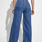 Dark Blue Slant Pocket High Waist Denim (Wide Leg)