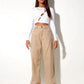 Beige Wide Leg High Waist Jeans