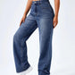 Whisker Dark Bue High Waist Denim ( Wide Leg)