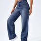 Whisker Dark Blue High Waist Denim ( Straight Fit)