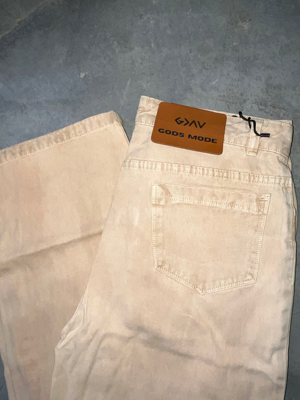 Beige Straight Fit High Waist Jeans