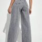 Foil Grey High waist Jeans (Wide Leg)